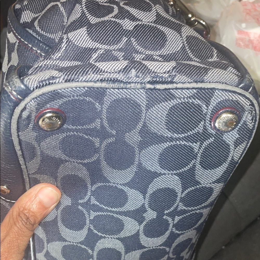 Coach Mickie Satchel  Signature C Denim and Leather Trim GUC - Picture 10 of 16